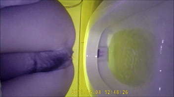 Asian teenie pee in toilet