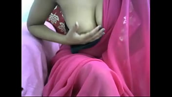 pinkish sari indian chick showcases off