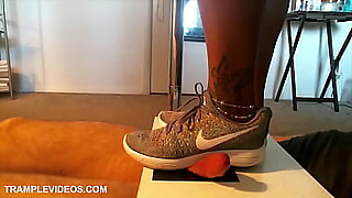 Cock Crushed Trampled until cum in cock box by ebony Sneakers