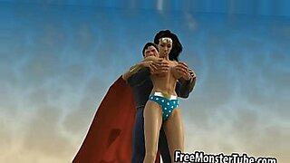 एक काली महिला सुपरमैन के साथ एक अजीब कार्टून मुठभेड़ में संलग्न है।