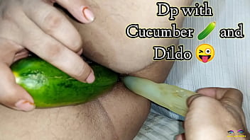 Cucumber and Dildo greatest for double penetration in ass and