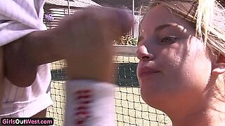 Nasty amateur couple fucking on a tennis court