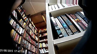 Upskirt teen in bookstore