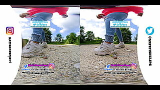 [VR180 - 3D] Girl kicking with sloppy fila sneaker different