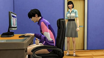 Japanese step mommy catches her stepson masturbating in front of the computer watching porn flicks and then helps him have sex with her for the first-ever time - Korean step-mother