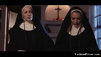 Horny Nun getting licked by her mischievous lesbian big mammories