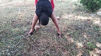 Indian Muslim Bhabhi Outdoor Public Doing Nude Yoga Risky Solo