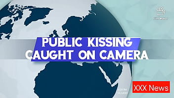 Couple kissing in public caught on security camera