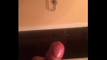 indian stroking dick in bathroom
